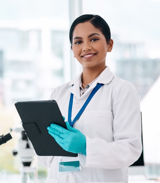 Doctor with tablet